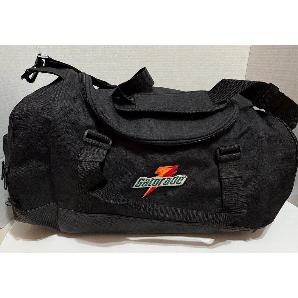 VTG Gatorade Black Duffel Bag Embroidered Logo Gym Sports Travel Carry On Bag